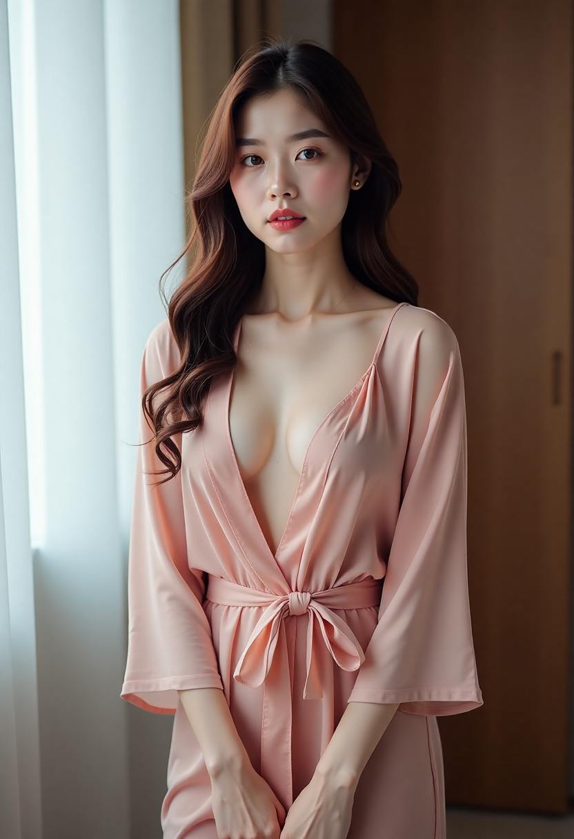 饭桌旁的母女侧影